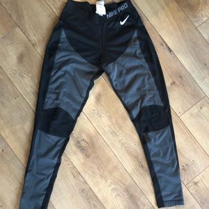 Moto Black and gray Nike pro Dri-fit pants